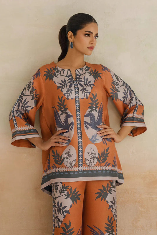 Orange Orchid Bloom Co-ord Set