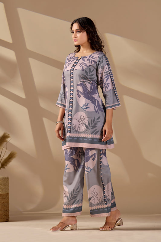 Women's Floral Printed Kurta and Trousers Co-ord Set