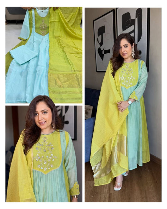 Special Pure Mul Chanderi With Jequard Wiving Lagadi Duppata  & Pent Suit Set