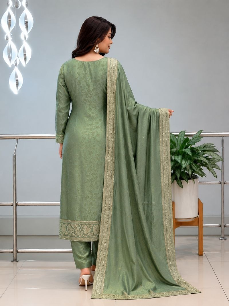 Featuring Beautiful Suit Sets in pure Malay Glass Tissue with Kanjivaram Hand Work Nack Suit Set